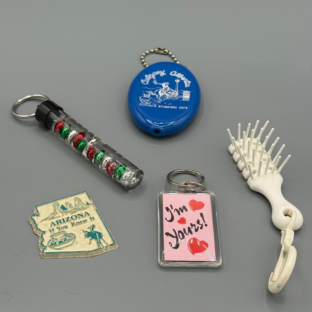 Vintage Souvenir Keychains Lot Alberta Arizona‎ I'm Yours! Hairbrush